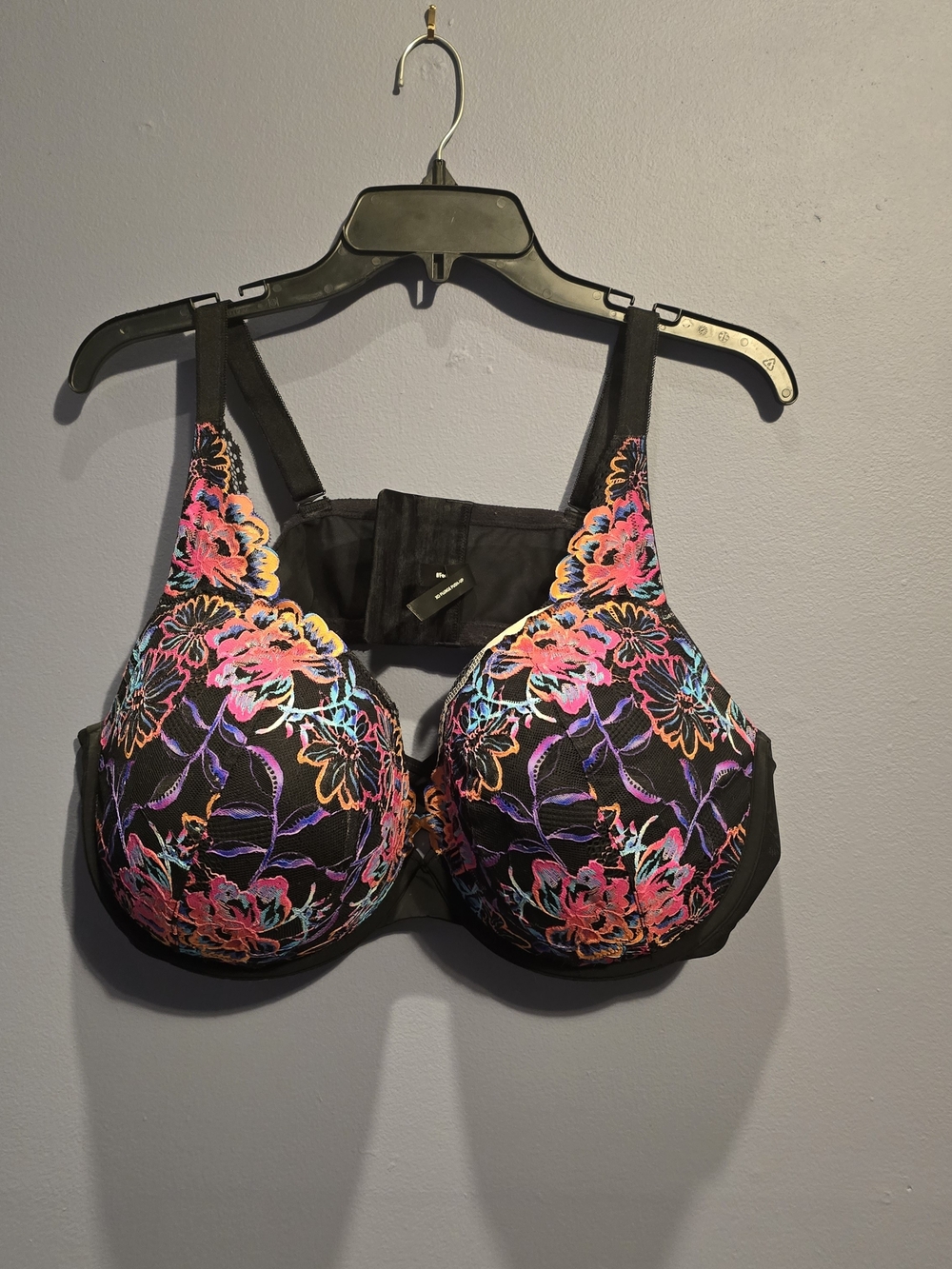 torrid Black Bra with Multicolor Floral Embroidery